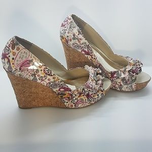 Steve Madden paisley wedge peep-toe